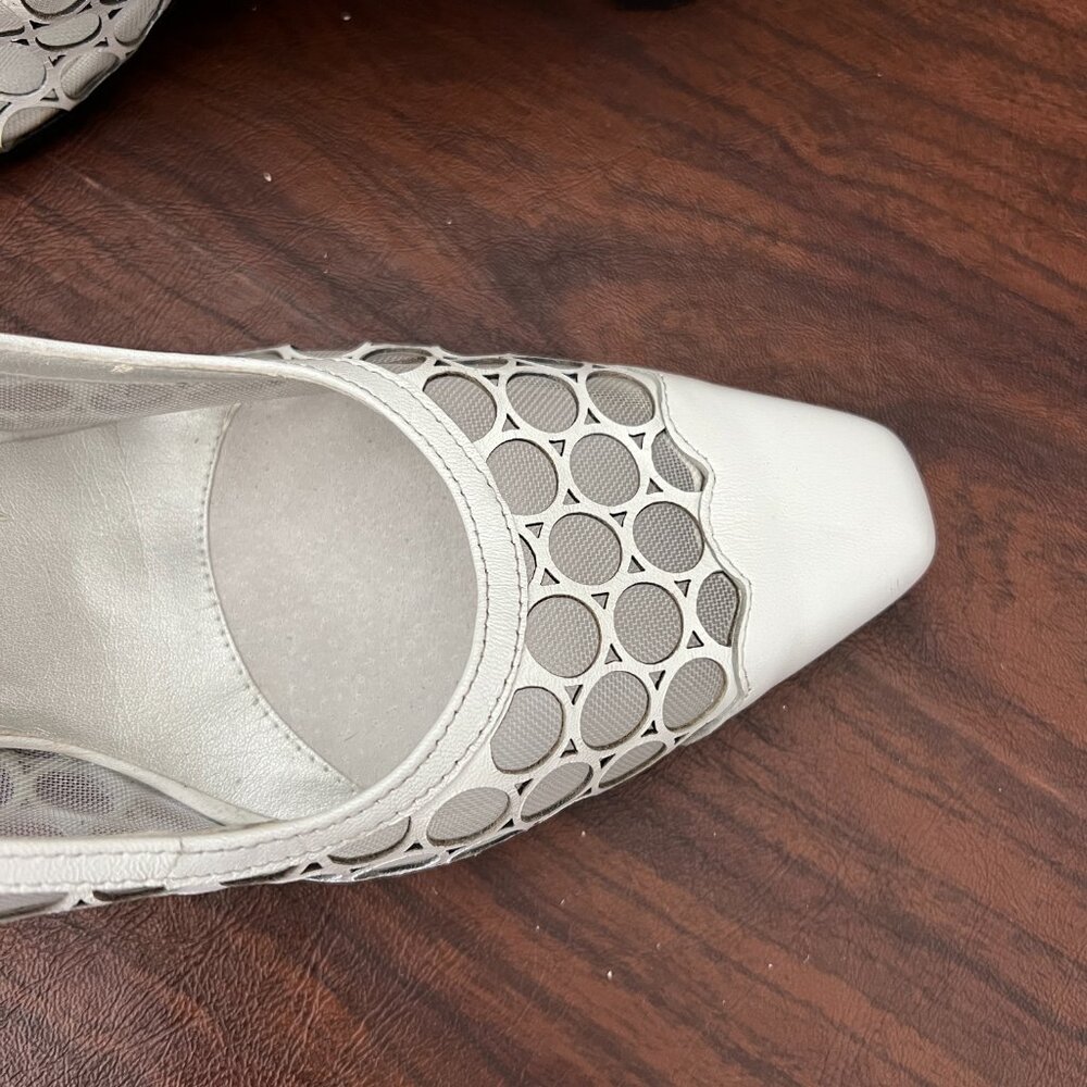 Vaneli mesh leather slingback with ankle buckle dress pumps size 12 - Picture 5 of 8